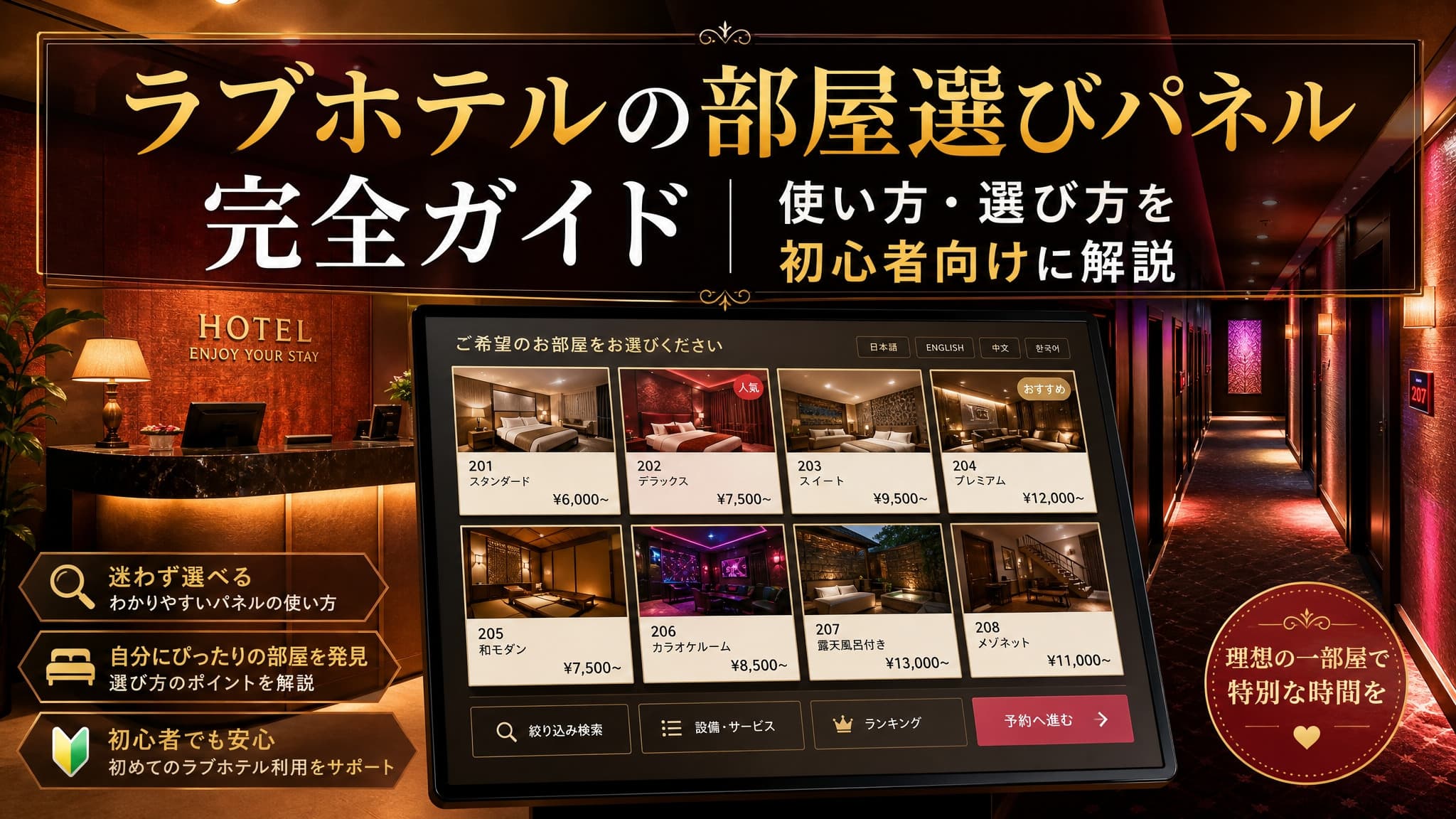 ラブホテルの部屋選びパネル完全ガイド｜使い方・選び方を初心者向けに解説